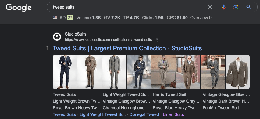 Example of sitelinks