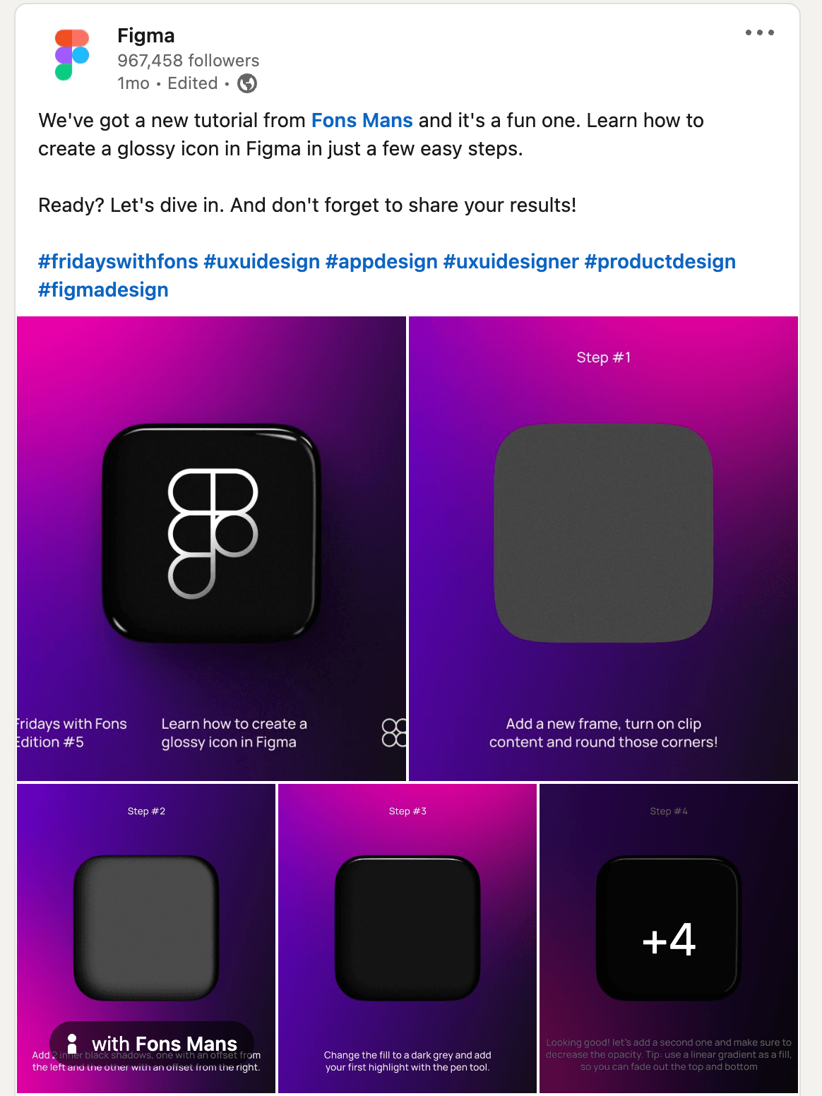 how to create glossy icons on Figma - Figma's Linkedin Page