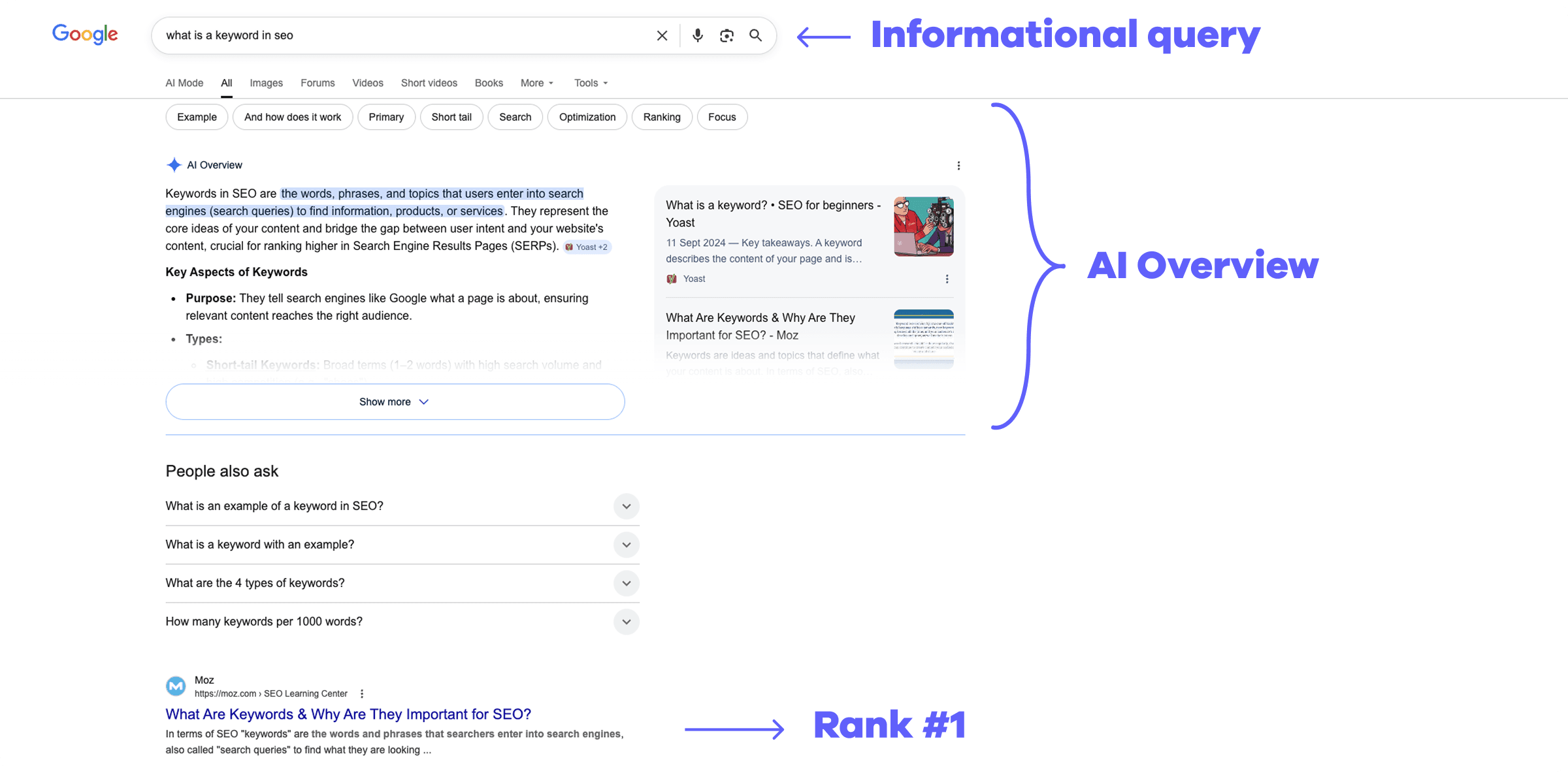 An Informational Query on Google with an AI Overview Feature