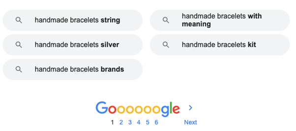 Google - related searches at the bottom of the results page