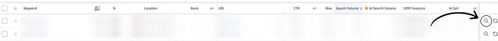 Screenshot from AccuRanker App showing where to find the SERP view function