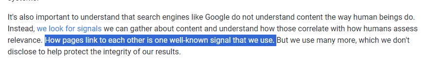 signals to determine the relevance of content in SEO