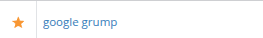 Keyword entry for “google grump” with a highlighted star icon indicating the keyword is marked as a favorite.