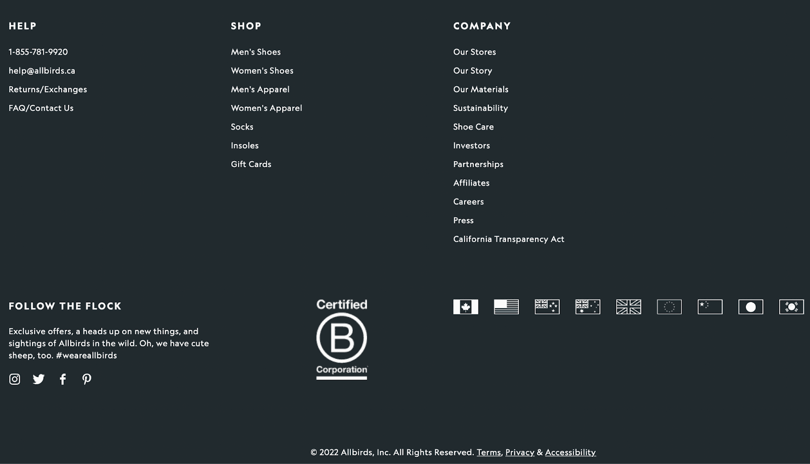 Website footer
