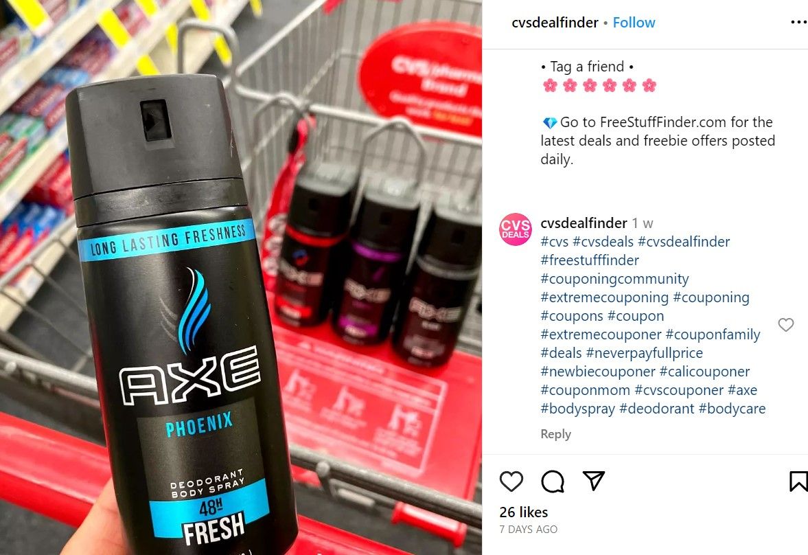 Instagram post with hashtags