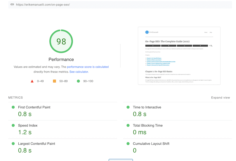 example of measuring page speed with google tool.png