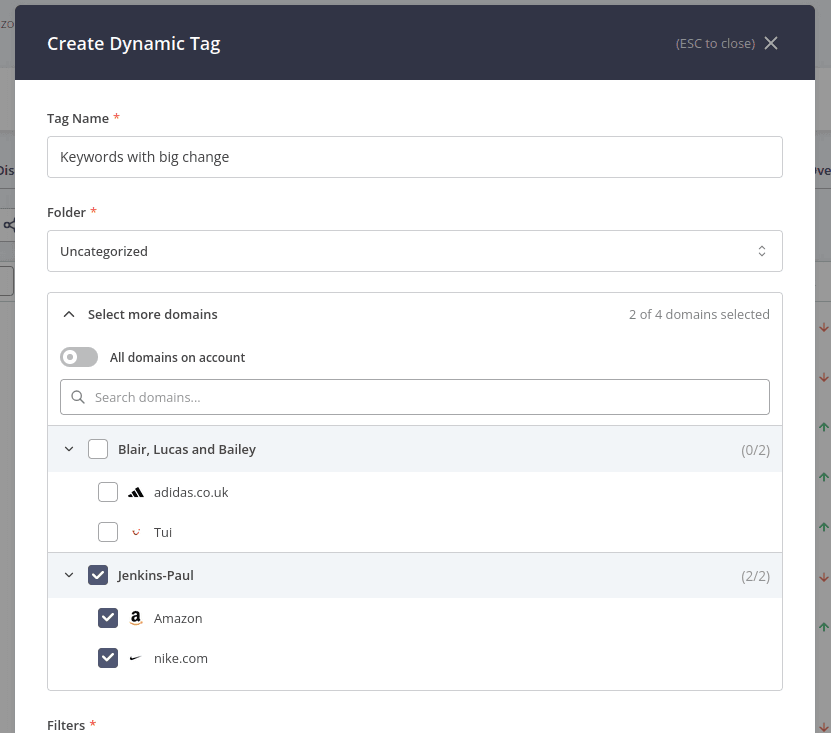 The Grouped Domain Picker for bulk-creating a tag